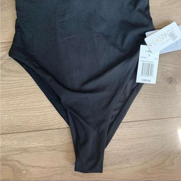 L*SPACE Phoebe Classic One-ShoulderRib Black One-Piece Swimsuit 8 - Picture 6 of 13